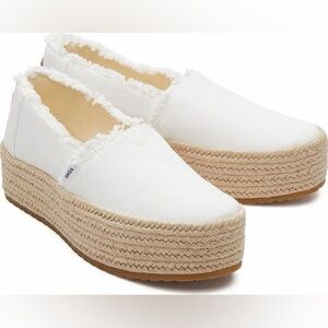 TOMS Valencia Women's Cream Espadrille Platform Shoes 8.5